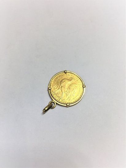 null Gold coin of 20 francs Coq (1913). Mounted in 18k (750) yellow gold pendant....