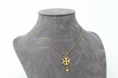 null Cross of the Holy Spirit and its chain in 18k (750) yellow gold.

Neck size:...