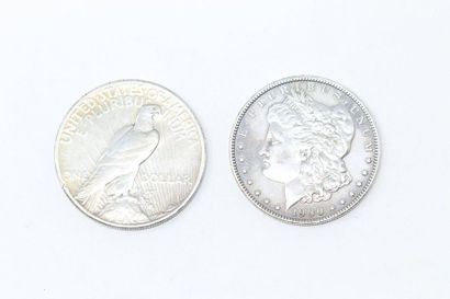 null ETATS-UNIS 

Deux pièces en argent :

1 dollar " Morgan Dollar " 1900

1 dollar...
