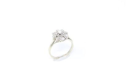 null Ring in 18k (750) white gold and platinum set with a brilliant cut diamond of...