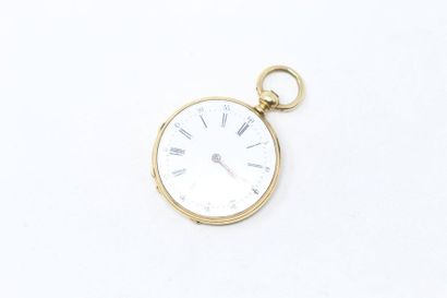 null Neck watch in 18k (750) yellow gold, dial with white enamel background, with...