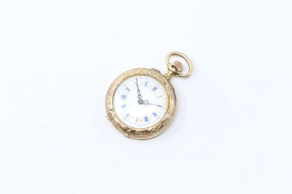 null Watch with 18k (750) yellow gold necklace, white enamelled dial with blue Roman...