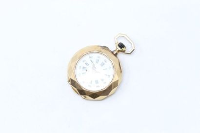 null Neck watch in 18k (750) yellow gold, white enamelled dial with Roman numerals...