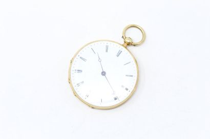 null Gusset watch in 18k (750) yellow gold, white enamel dial with Roman numerals...