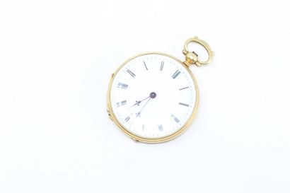 null Gusset watch in 18k (750) yellow gold, white enamel dial with Roman numerals...