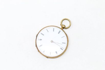 null Pocket watch in 18k (750) yellow gold, black Roman numerals on a white background,...