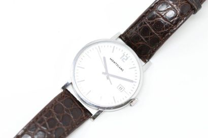 MONTBLANC MONTBLANC

Men's wristwatch, silvered metal case, white dial and baton...