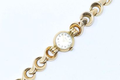 null Ladies' wristwatch, round case in 18k (750) yellow gold, cream dial with Arabic...
