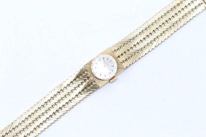 LONGINES LONGINES

Ladies' wristwatch, square case in 18k (750) yellow gold, cream...