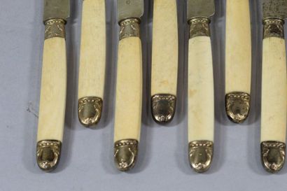 TIRBOUR Charles TIRBOUR Charles 

twelve fruit knives, blade in vermeil (Minerva).

Goldsmith's...
