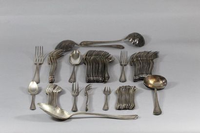 CHRISTOFLE CHRISTOFLE part of housewife in silver plated metal, trilobal model with...