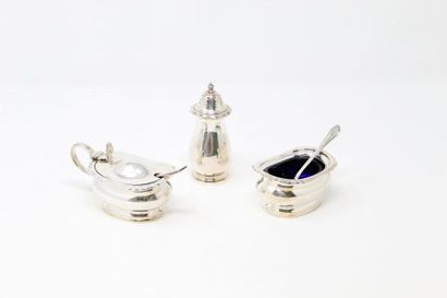 MAPPIN & WEBB MAPPIN & WEBB 

Set of three pieces in silvery metal: salt shaker with...