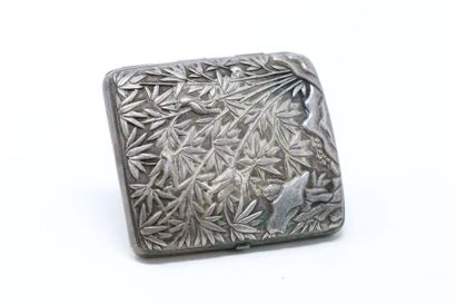 null Cigarette case in silver, decorated with foliage, birds and characters. Monogrammed....