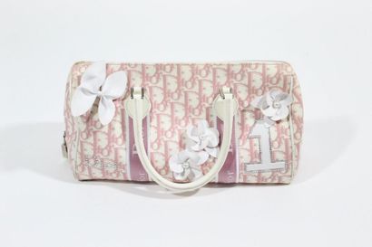 DIOR DIOR 

Small boston bag in oblique pink Dior canvas and white patent leather,...