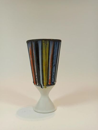 null Roger CAPRON (Vallauris)

Vase conique sur piédouche émaillé d'un décor de rayures...