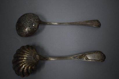 null 2 sprinkling spoons, one silver and the other silver plated