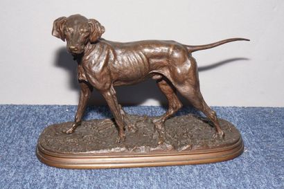 null MÈNE Pierre-Jules, 1810-1879,

Dog single-pointing No. 1,

bronze with a nuanced...