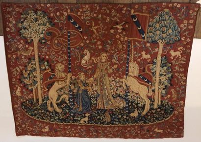 null TAPESTRY OF FRANCE - AUBUSSON

"Dame à la Licorne - le goût - " pure wool tapestry...