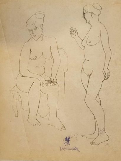 null LAM-DONG (1920-1987) 
 
Full length female nudes

Five ink drawings on layer

Artist's...