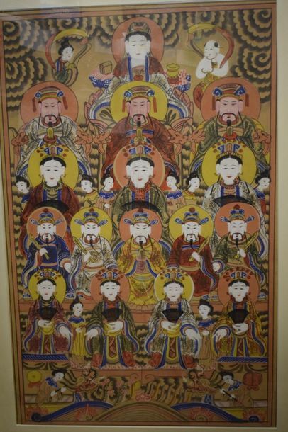 null CHINA, 20th century

Portrait of ancestors, large ink and colour painting on...