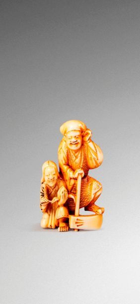 null JAPAN, MEIJI Period (1868 - 1912)

Netsuke in ivory, peasant standing, an old...