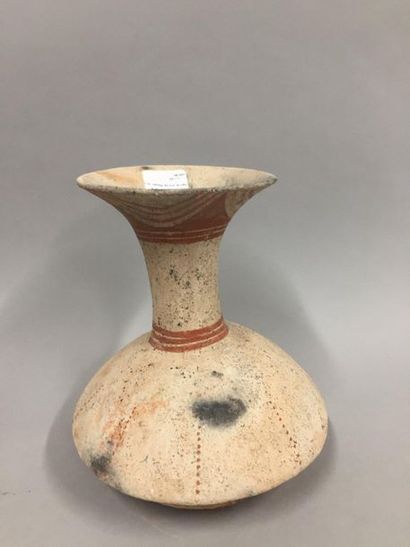 null MIDDLE EAST 

Vase with narrow neck 

Terracotta with geometric decoration of...