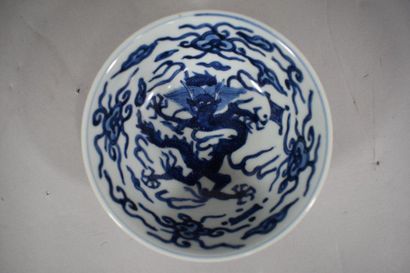 null CHINE, XXème siècle

coupe évasée sur petit pied en porcelaine à décor en bleu...