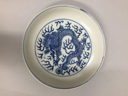 null CHINA, 20th century

Porcelain plate with blue decoration under cover of a dragon...