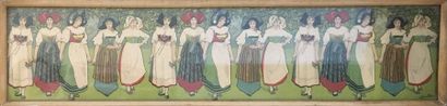 null SPINDLER Charles (1865-1938)

Dance of Alsatian women under a vine arbour, lithograph...