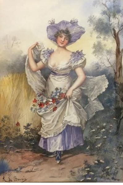 null DE BOVOIR R. (19th century), 

Elegant

Watercolour, signed lower left,

34...