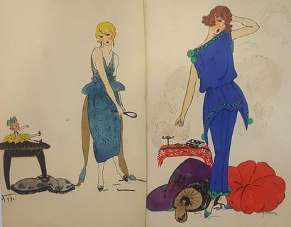 null ANONYMOUS 

Set of about 20 fashion designs 

gouache, watercolour, pencil or...