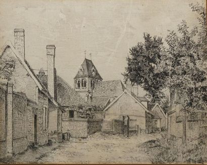 null DELAMARRE E., early 20th century,

Village street, 1909,

pen and black ink...