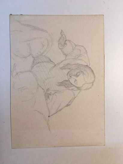 null FLANDRIN Paul Jean (1811-1902) attribué à 

Couple 

crayon sur papier 

traces...