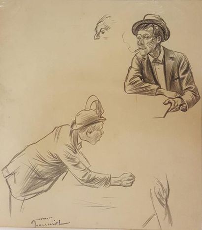 null Lot of 7 drawings:



DARJOU Alfred Henri (1832-1874)

hunter's log, 

pen and...