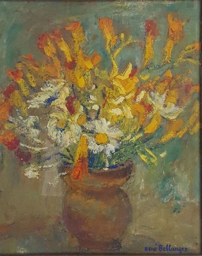 null René Charles BELLANGER, 1895-1964

Bouquet fond vert

huile sur papier doublé...