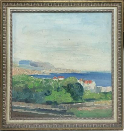 null (19th century school) 

Houses by the sea,

oil on isorel (restorations), apocryphal...