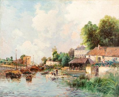 null ANGLADE Gaston, 1854-1919

Boats and washerwomen on a canal side

oil on canvas,...