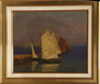 null DUJARDIN BAUMETZ Henri Charles Etienne (1852-1913)

Sailboat, 

Oil on panel...
