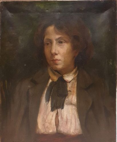 null KJELLBERG, fin XIXe début XXe siècle, 

Jeune homme en buste, 

huile sur toile...