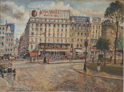 null LAVAL Fernand, 1886-1966,

Place Pigalle, 1952,

huile sur toile (petit accident),...