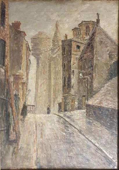 null LAVAL Fernand, 1886-1966,

Ruelle à la tour, 1939,

huile sur toile (petit manque...