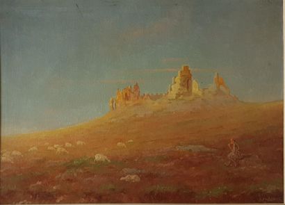 null VANDOROS Spyridon, 1882-1940,

Patre devant des ruines,

huile sur toile (marque...