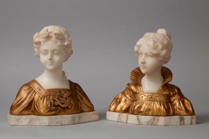 null VAN VARENBERG G., according to, 

Young women, 

Pair of busts in alabaster...