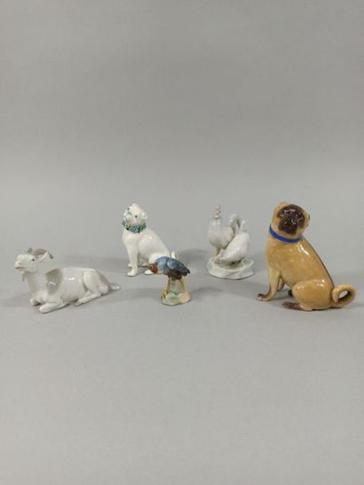 null SHOWCASE OBJECTS.

Set of five small miniature animals in polychrome porcelain,...