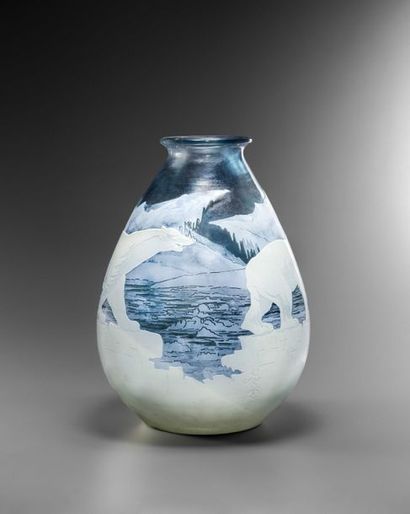 null GALLE ESTABLISHMENTS 

Polar bear vase. Opaque creamy-white multilayer glass...