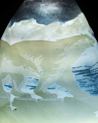 null GALLE ESTABLISHMENTS 

Polar bear vase. Opaque creamy-white multilayer glass...