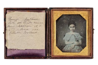 null DAGUERREOTYPE. Portrait of a young girl, Louise Mathieu (died in 1914), daughter...