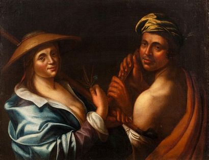 null HE ITALIAN SCHOOL OF THE XVI CENTURY 

Couple of young farmers 

Oil on canvas...