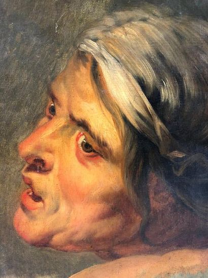  ÉCOLE FRANCAISE, première moitié du XIXe siècle 
Tête de femme la bouche ouverte,...