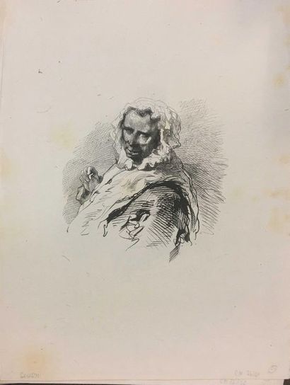 null ECOLE MODERNE, Lot de 8 gravures:



GAVARNI Paul (1804-1866)

Portrait de femme,...